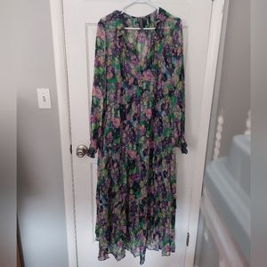 The Marais Printed Chiffon Maxi Dress, Size XL, worn once